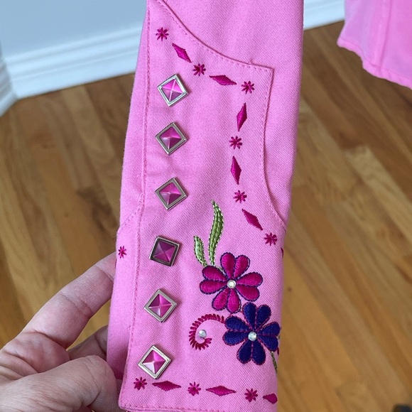 Panhandle Slim Embroidered rhinestones snap front western shirt rodeo barbie S - Picture 11 of 16